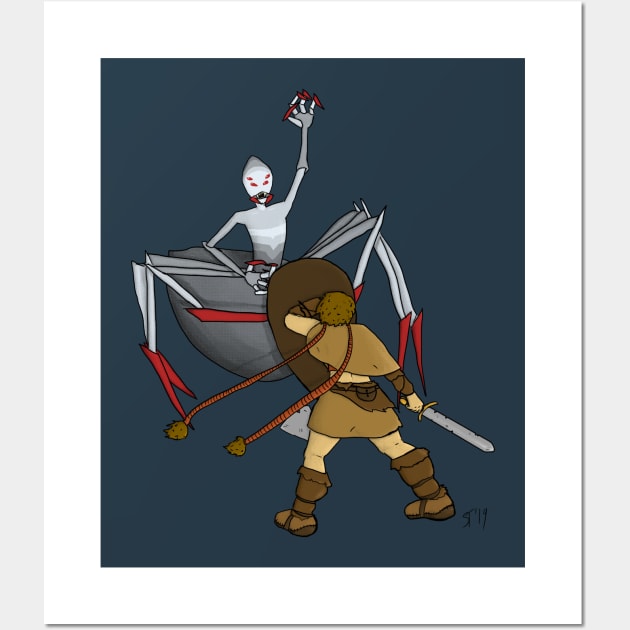 Barbara The Barbarian vs The Spider Monster Wall Art by AlexTal